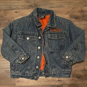 Harley-Davidson Kids Blue Denim Jacket with Orange Accents